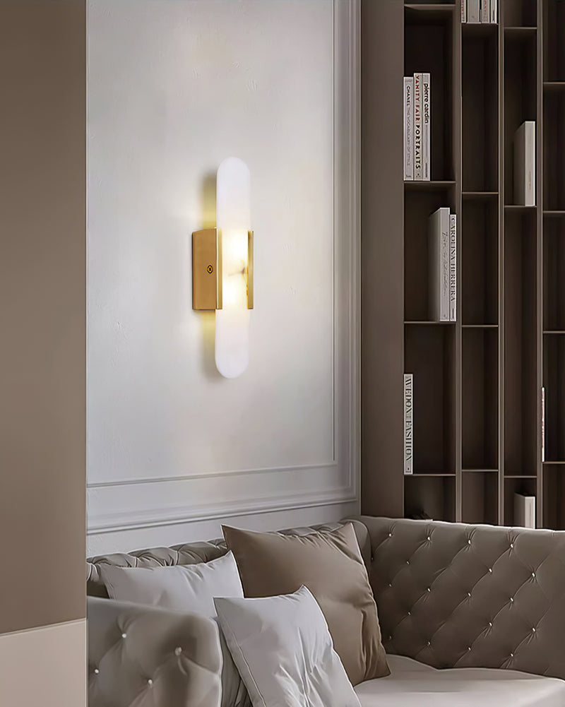 Modern Alabaster Elongated Marble LED Wall Sconce 2-Light