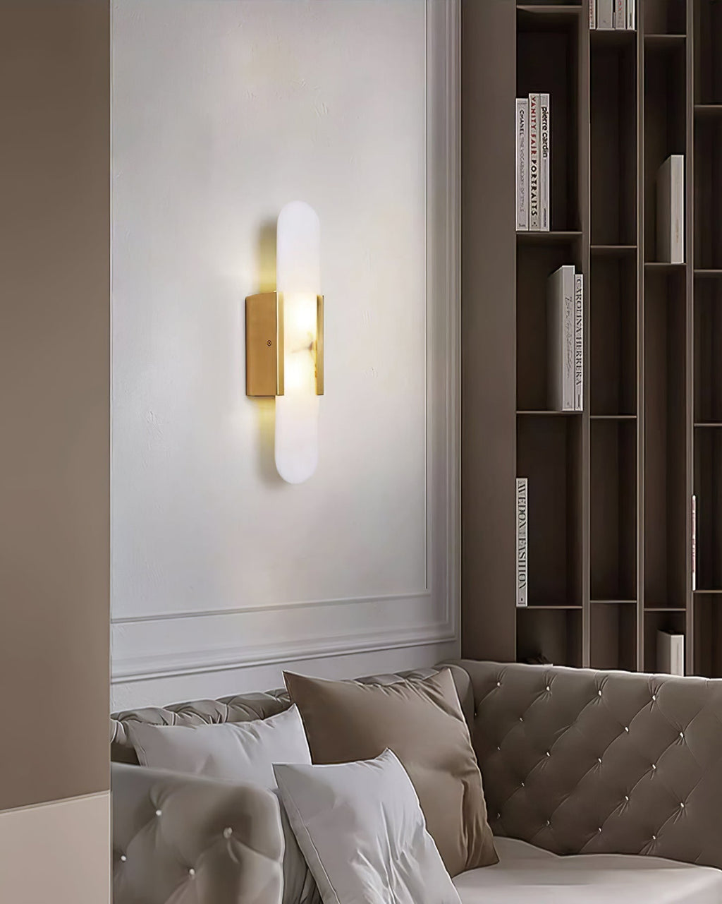Modern Alabaster Elongated Marble LED Wall Sconce 2-Light