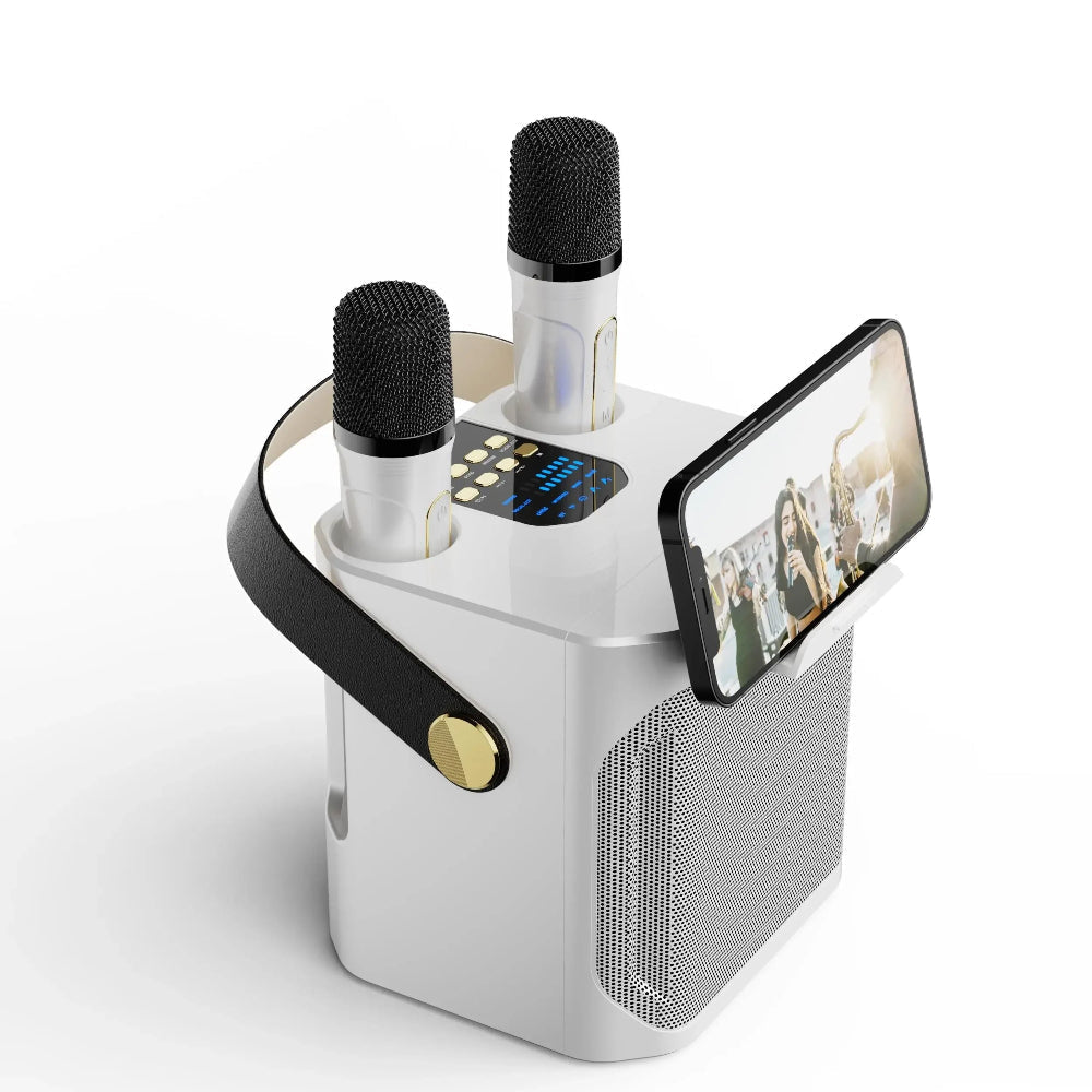 Compact Karaoke Speaker | Dual Wireless Microphones With 360° Sound