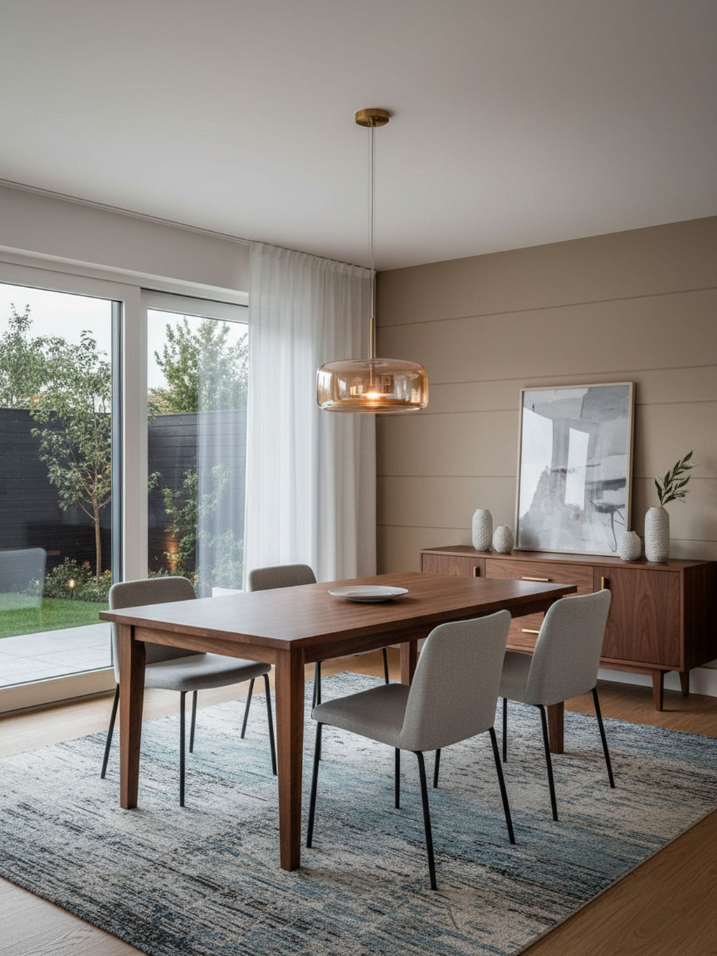 Modern Smoked Glass Dome LED Pendant Light 1-Light