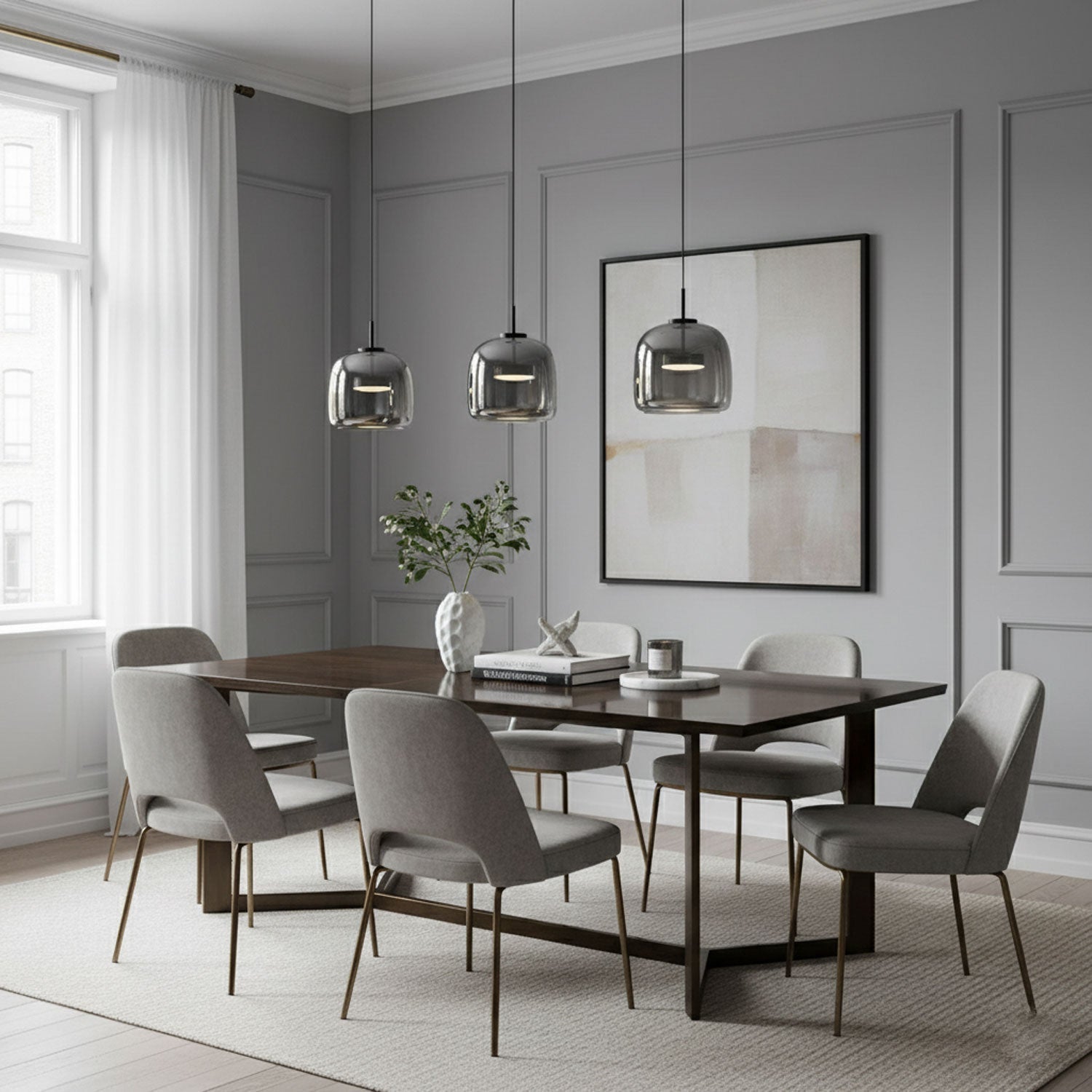 Modern Smoked Glass Dome LED Pendant Light 1-Light