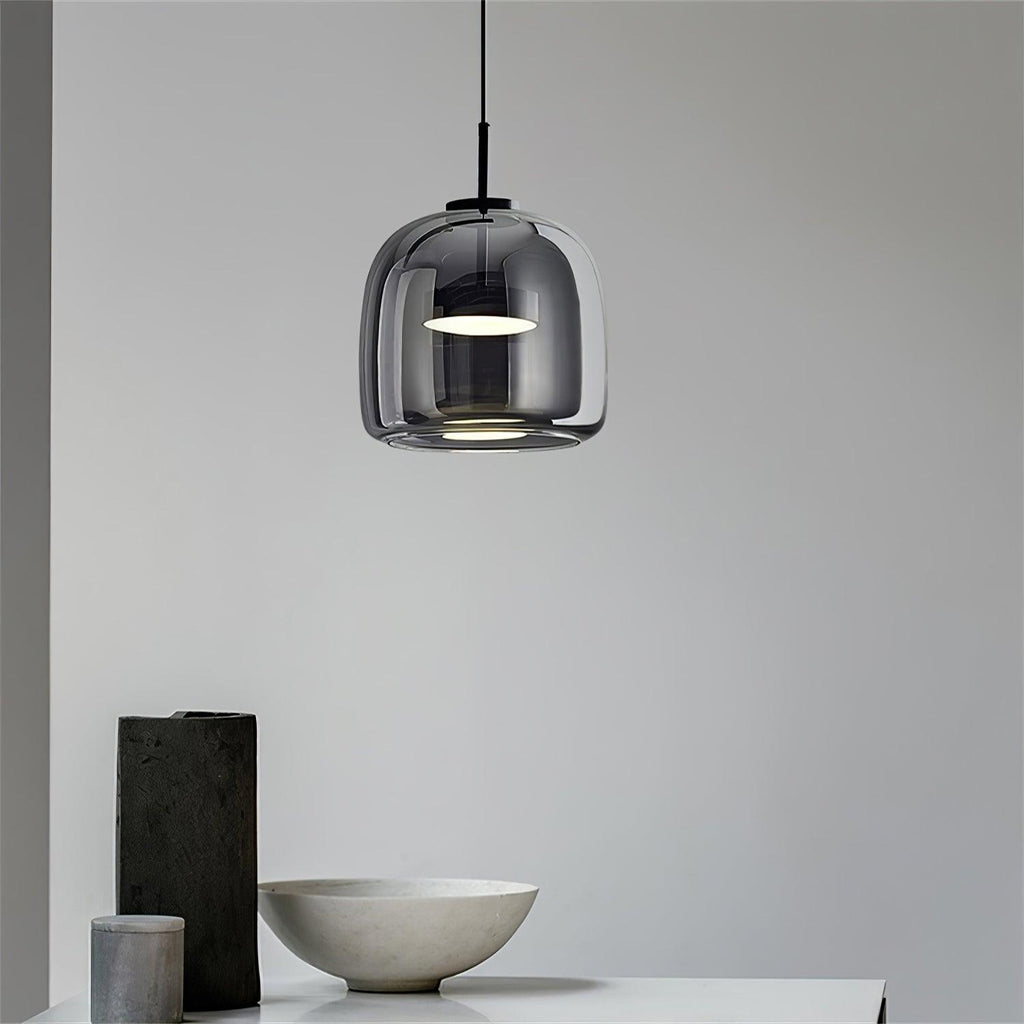 Modern Smoked Glass Dome LED Pendant Light 1-Light