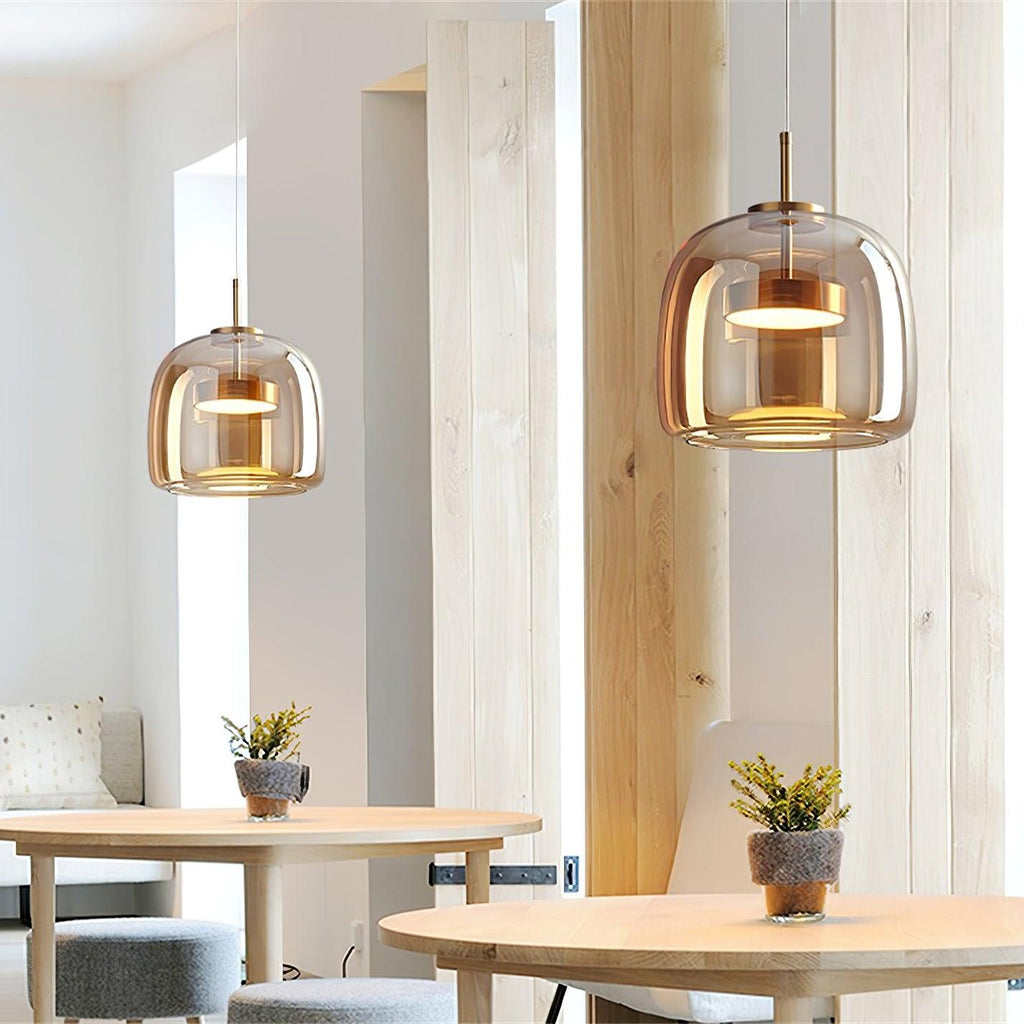 Modern Smoked Glass Dome LED Pendant Light 1-Light