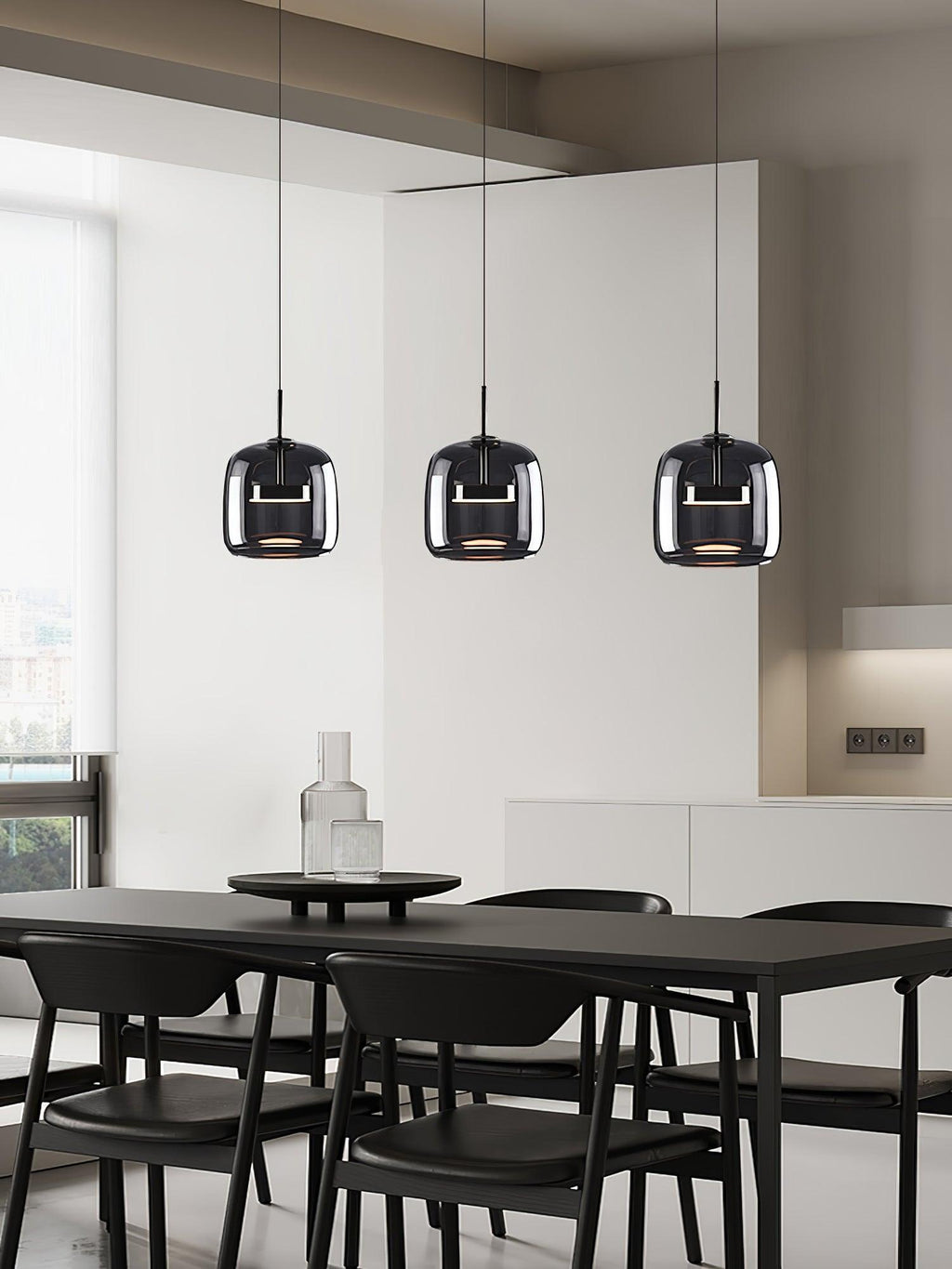 Modern Smoked Glass Dome LED Pendant Light 1-Light