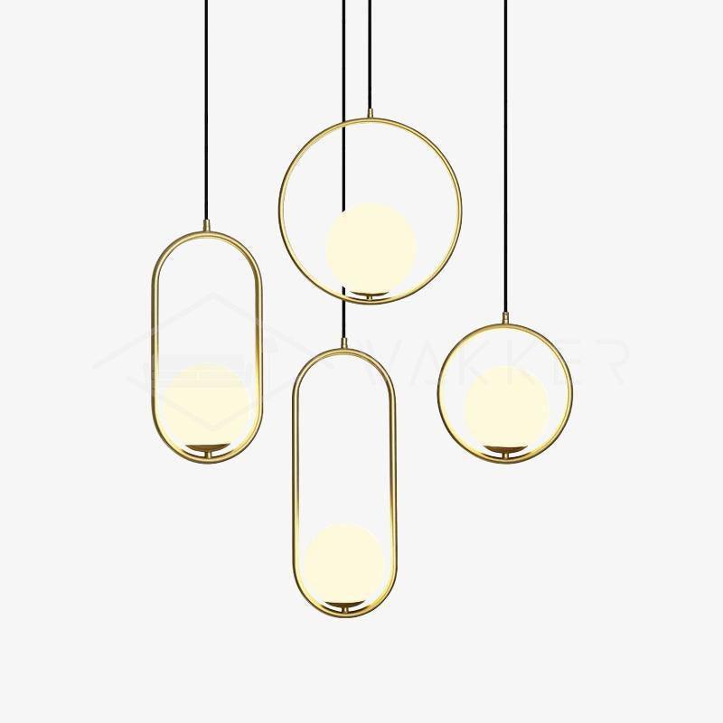Modern Brass Ring Globe Glass Pendant Light 1-Light