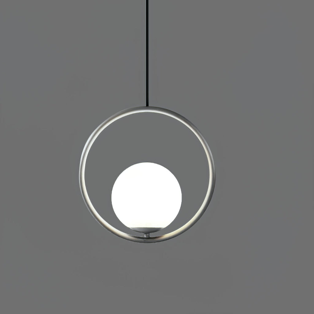 Modern Brass Ring Globe Glass Pendant Light 1-Light