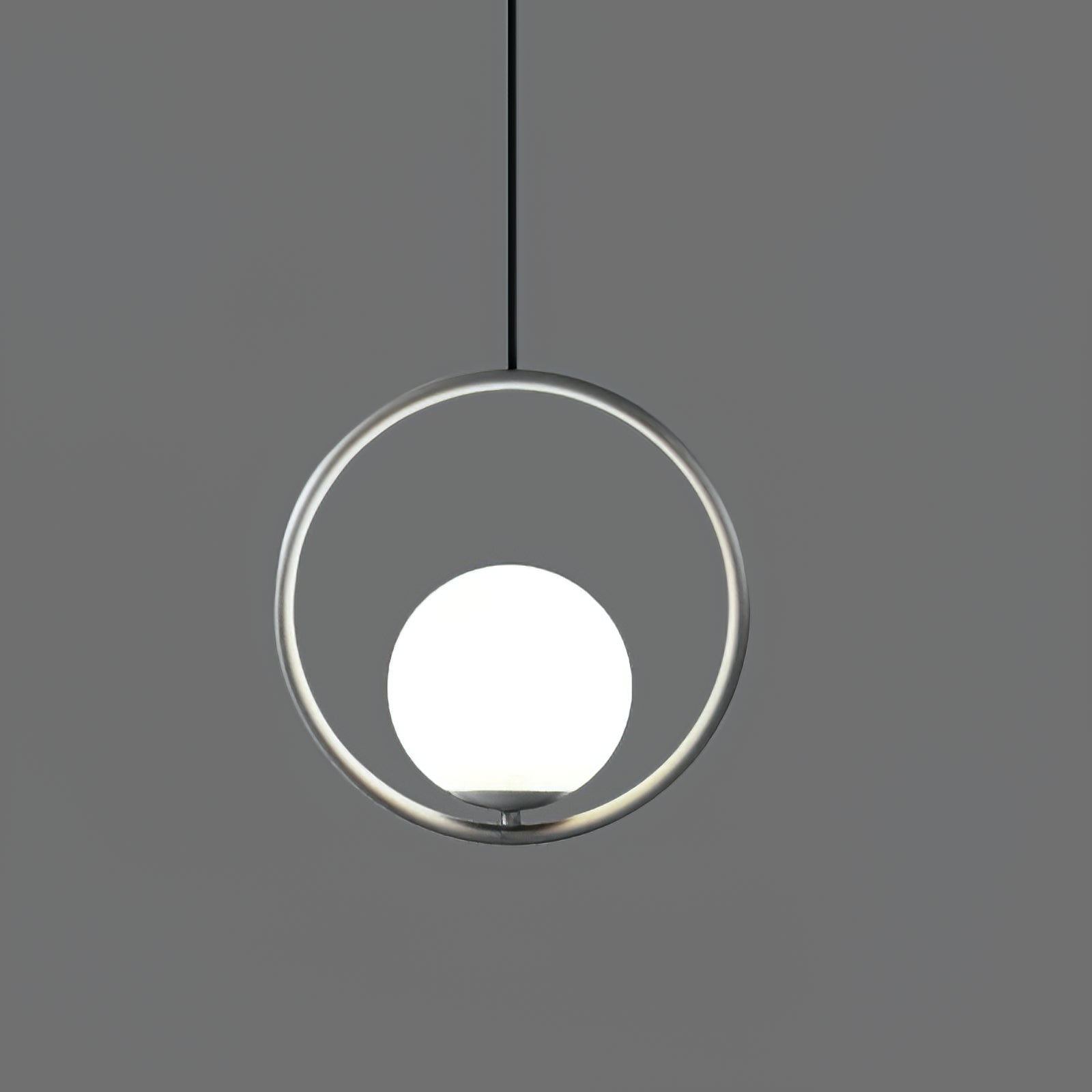 Modern Brass Ring Globe Glass Pendant Light 1-Light
