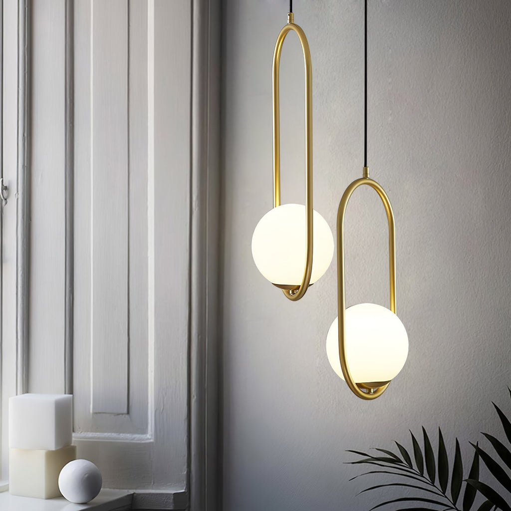 Modern Brass Ring Globe Glass Pendant Light 1-Light