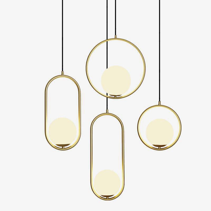 Modern Brass Ring Globe Glass Pendant Light 1-Light