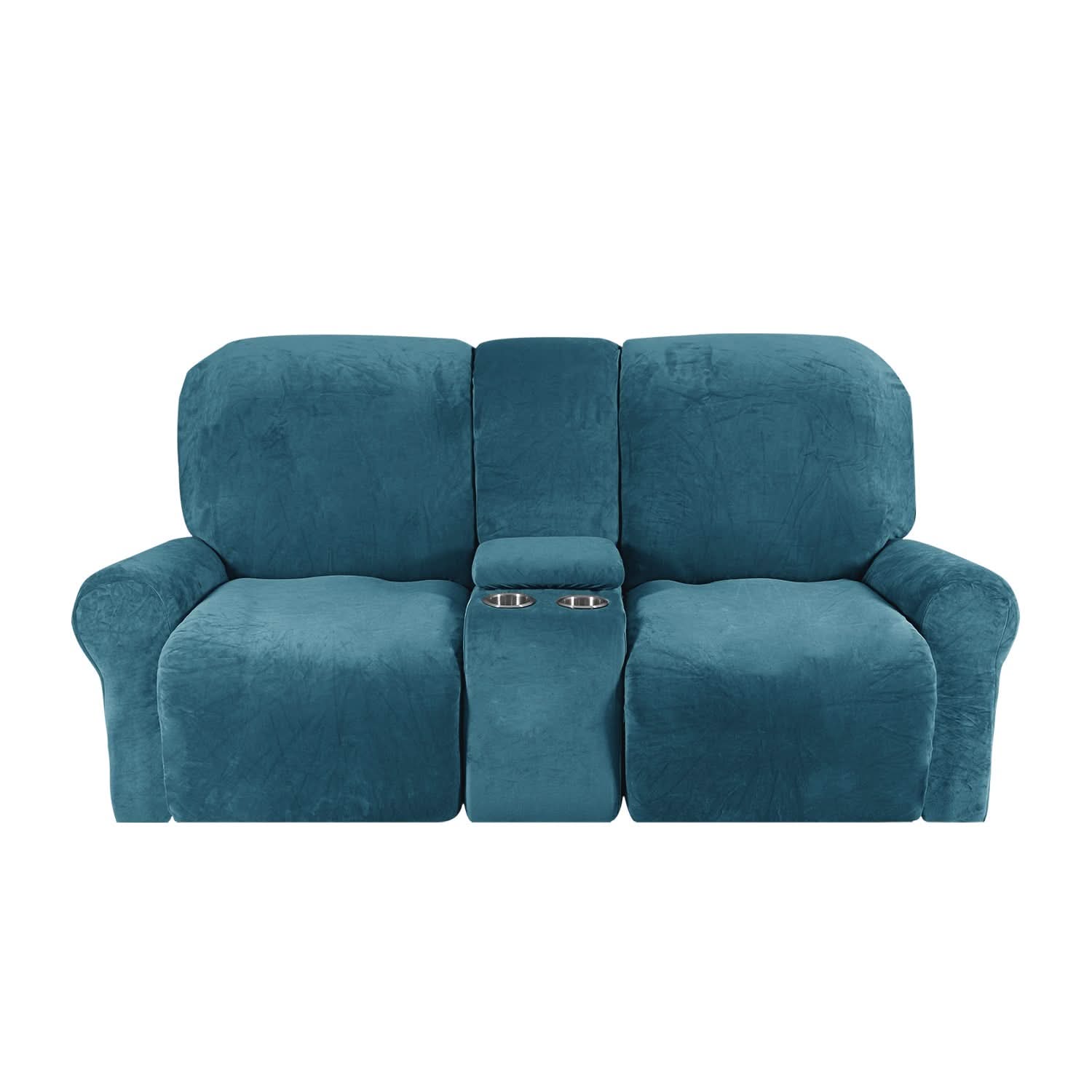 Guili | 2-Seater Recliner Sofa Cover with Cup Holders – Velvet Plush