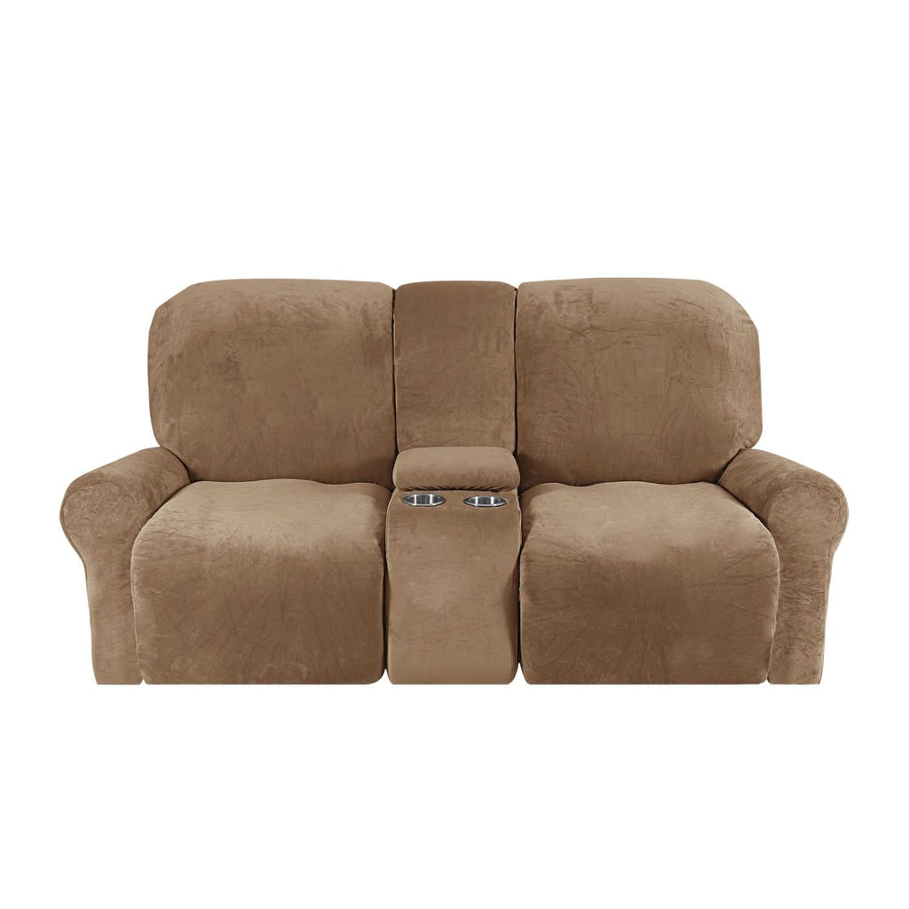 Guili | 2-Seater Recliner Sofa Cover with Cup Holders – Velvet Plush