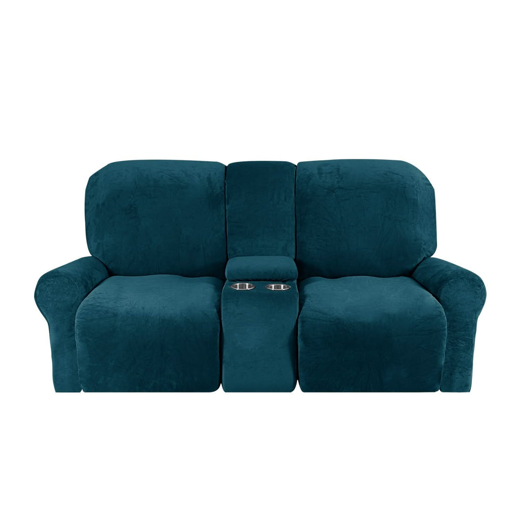 Guili | 2-Seater Recliner Sofa Cover with Cup Holders – Velvet Plush