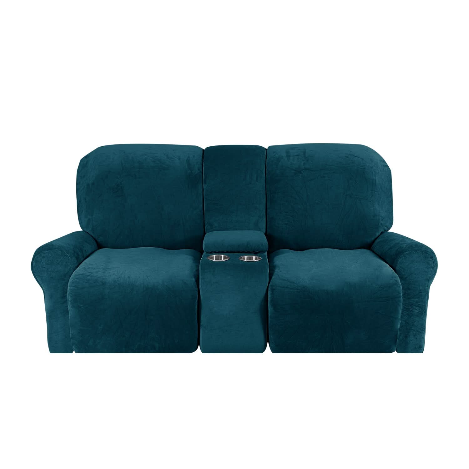 Guili | 2-Seater Recliner Sofa Cover with Cup Holders – Velvet Plush