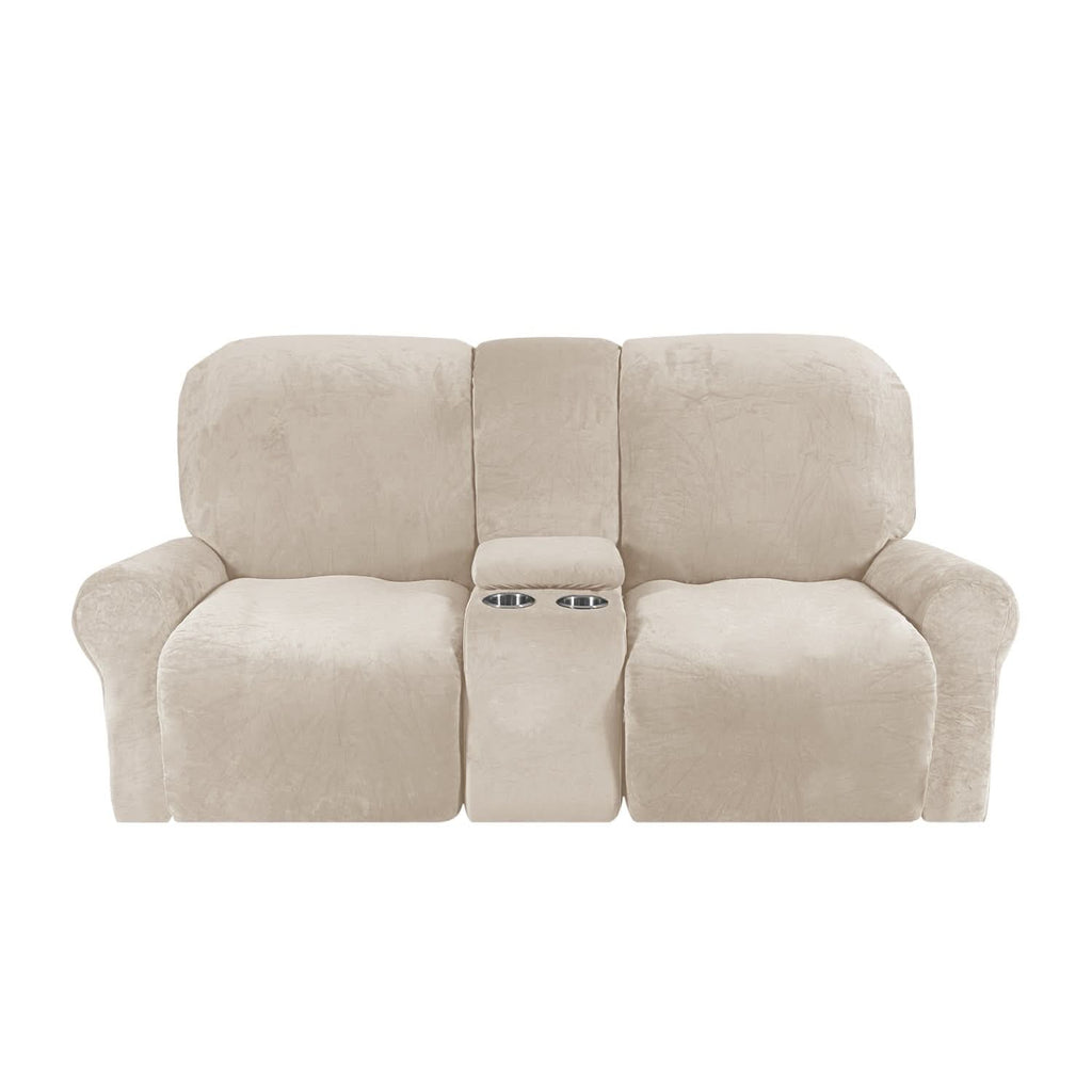 Guili | 2-Seater Recliner Sofa Cover with Cup Holders – Velvet Plush