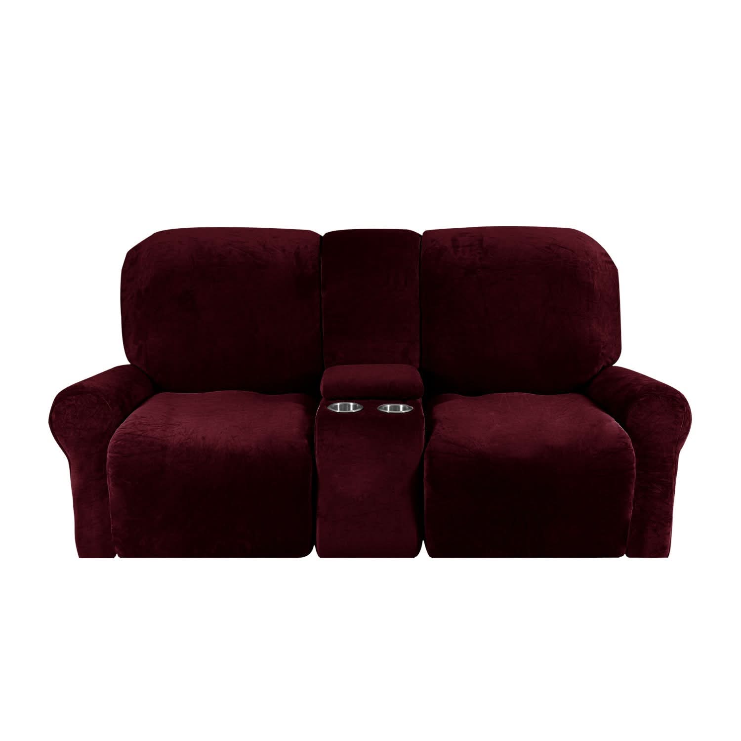 Guili | 2-Seater Recliner Sofa Cover with Cup Holders – Velvet Plush