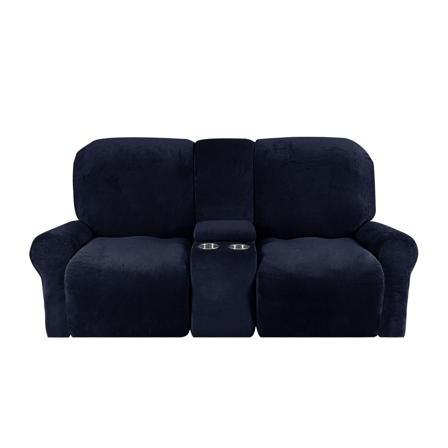 Guili | 2-Seater Recliner Sofa Cover with Cup Holders – Velvet Plush