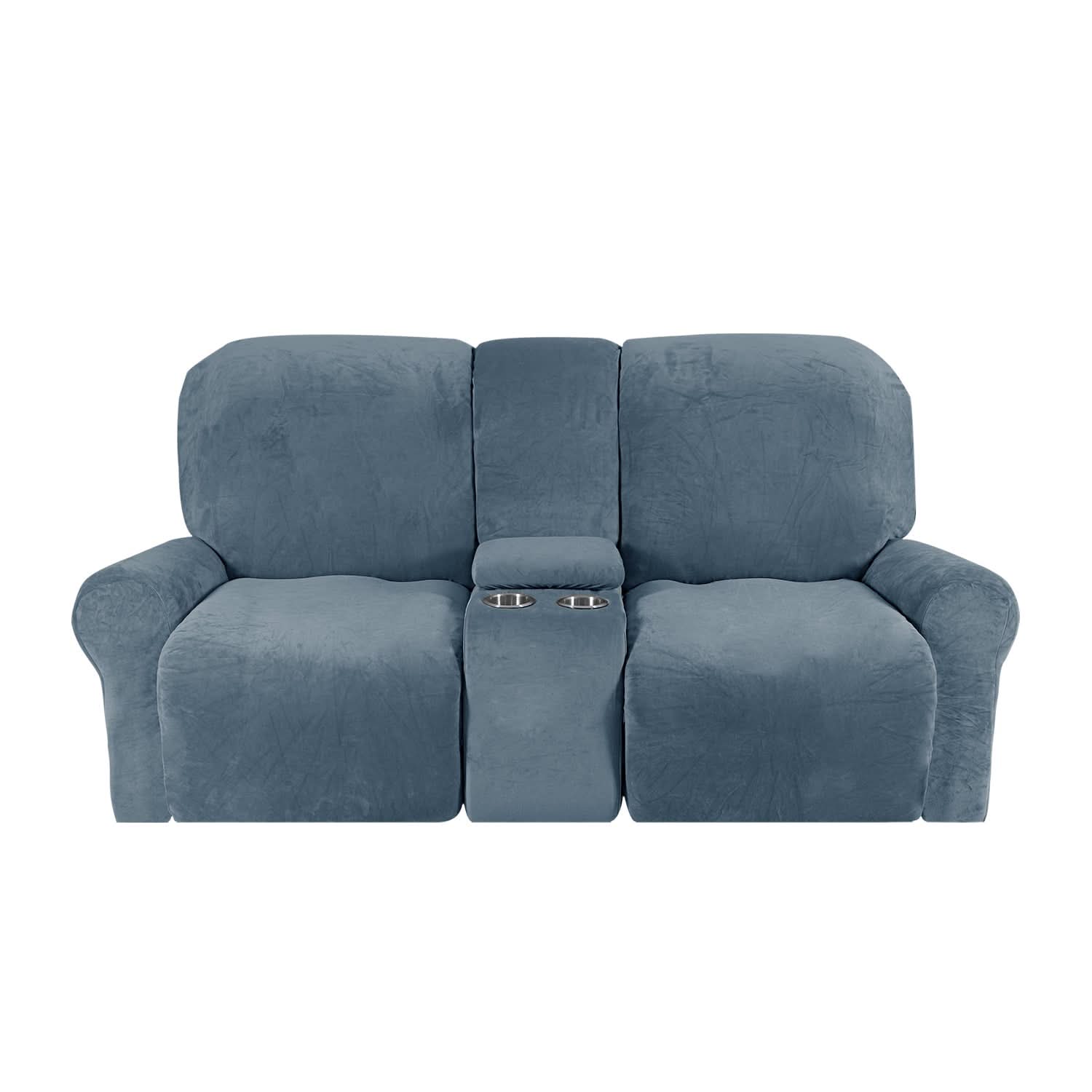Guili | 2-Seater Recliner Sofa Cover with Cup Holders – Velvet Plush