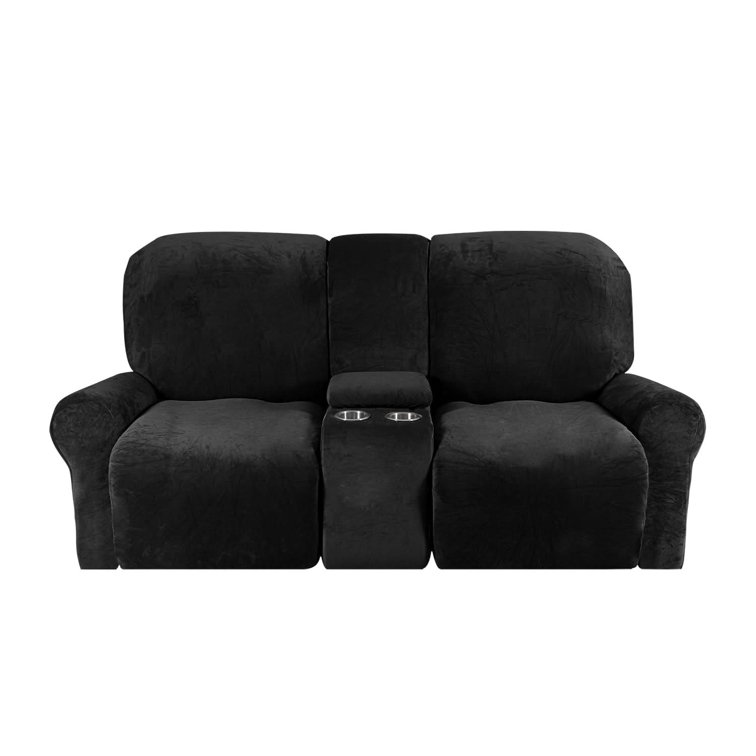Guili | 2-Seater Recliner Sofa Cover with Cup Holders – Velvet Plush