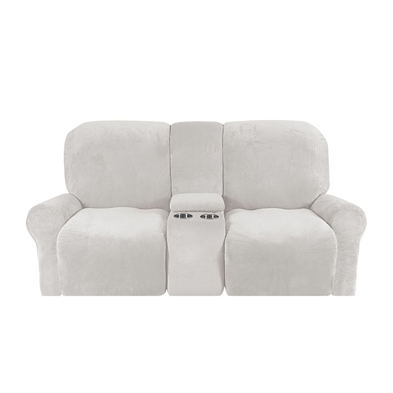 Guili | 2-Seater Recliner Sofa Cover with Cup Holders – Velvet Plush