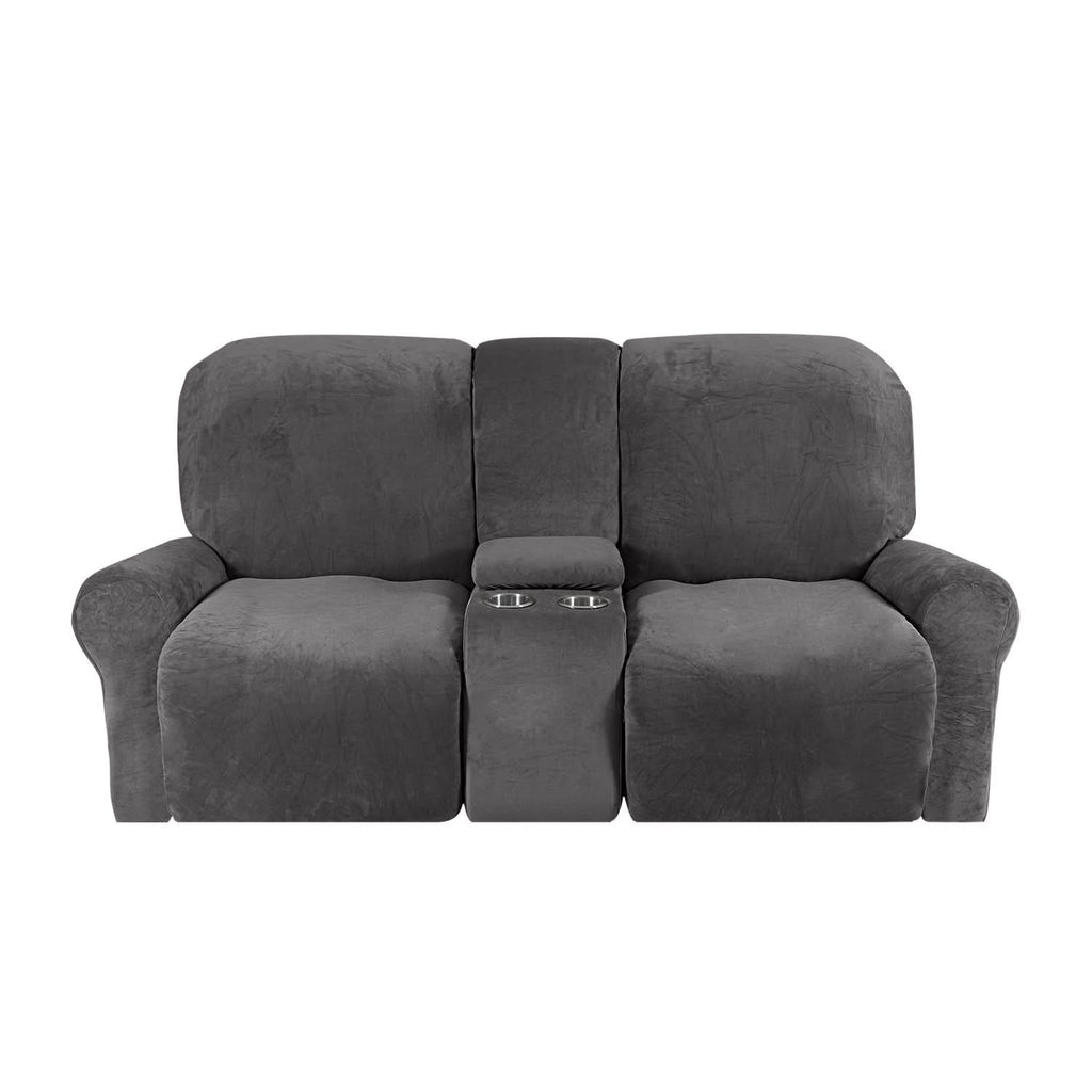 Guili | 2-Seater Recliner Sofa Cover with Cup Holders – Velvet Plush