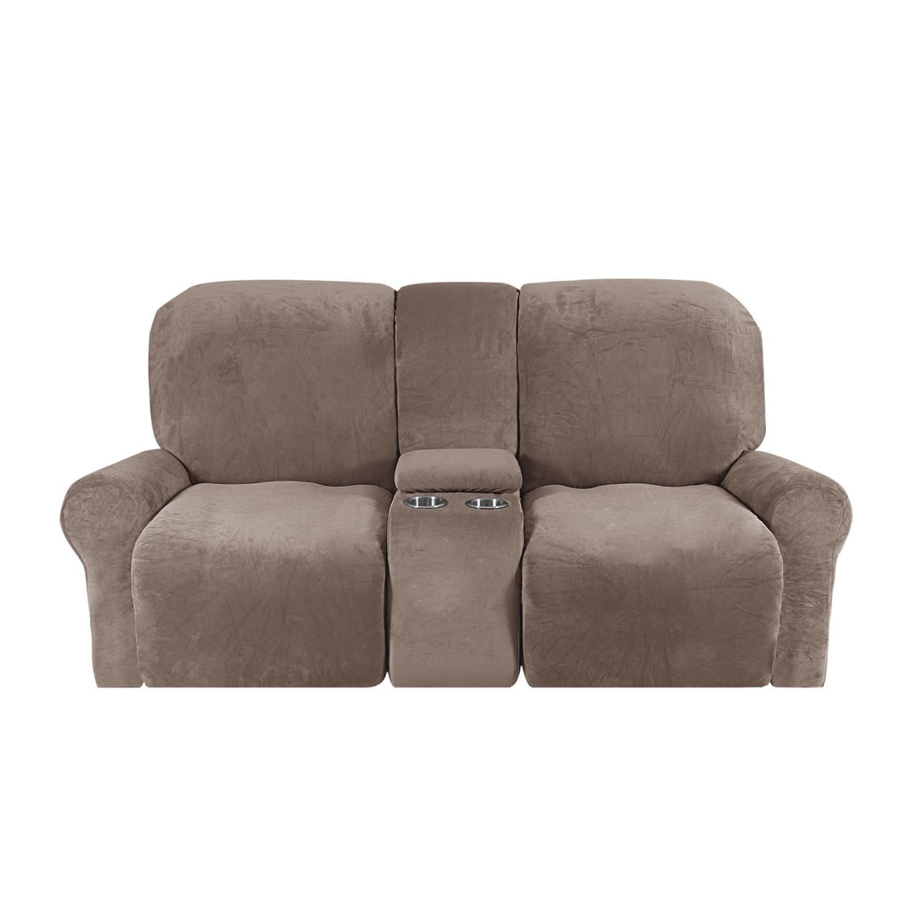 Guili | 2-Seater Recliner Sofa Cover with Cup Holders – Velvet Plush