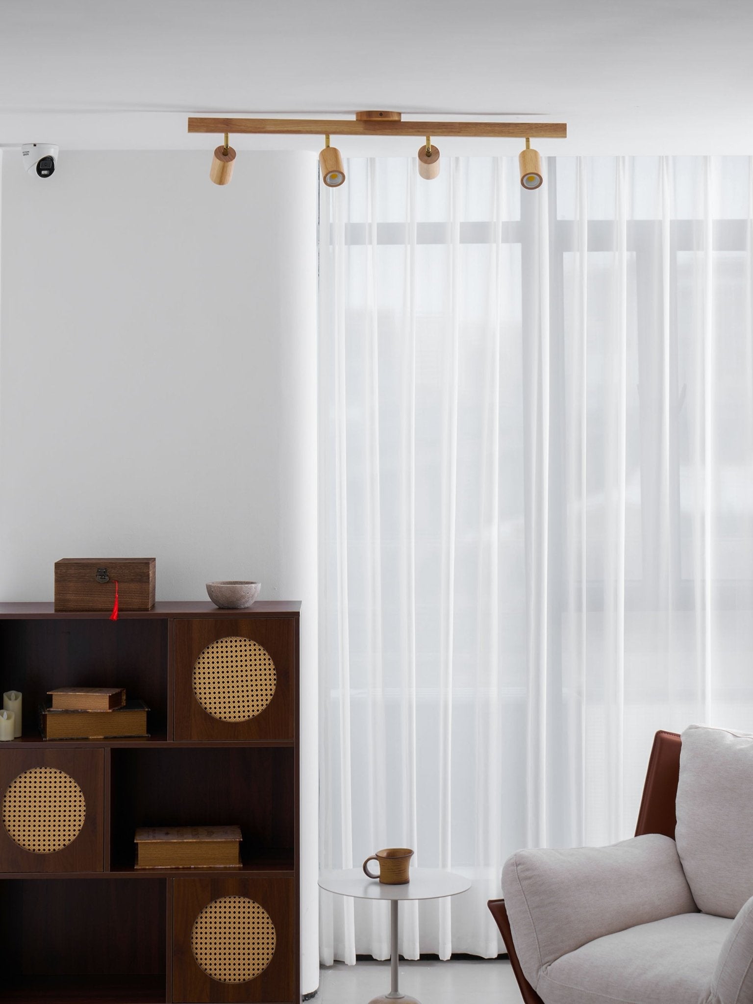 Japanese Wooden Adjustable LED Spotlight 1-Light