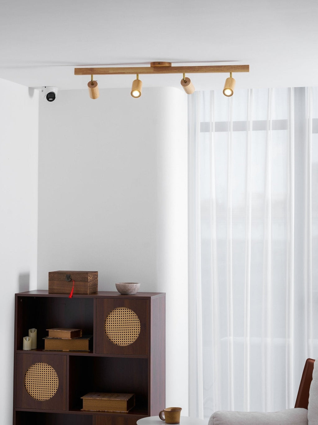 Japanese Wooden Adjustable LED Spotlight 1-Light