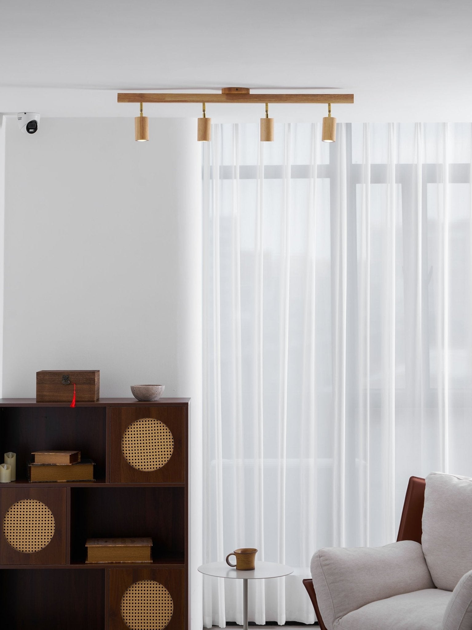 Japanese Wooden Adjustable LED Spotlight 1-Light