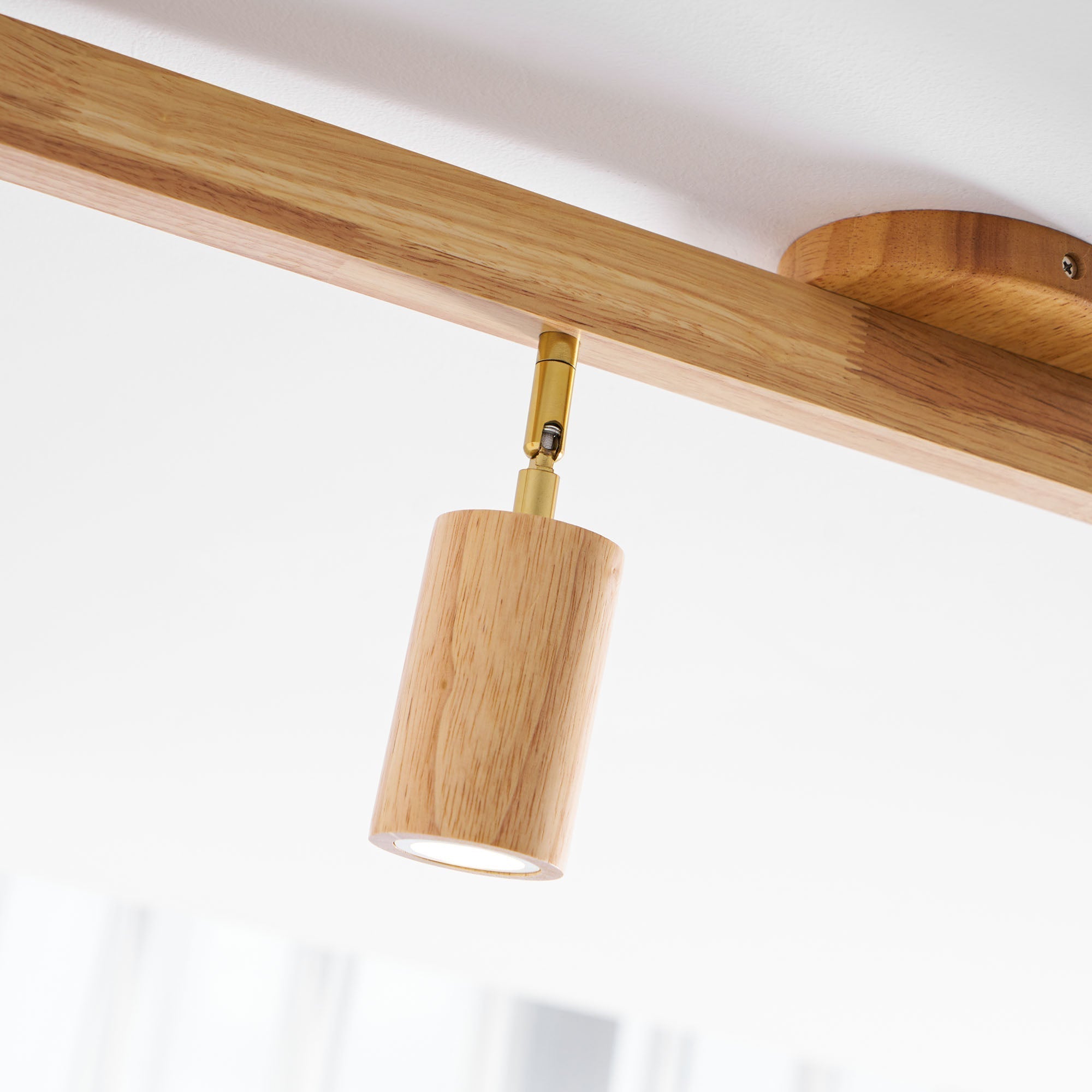 Japanese Wooden Adjustable LED Spotlight 1-Light