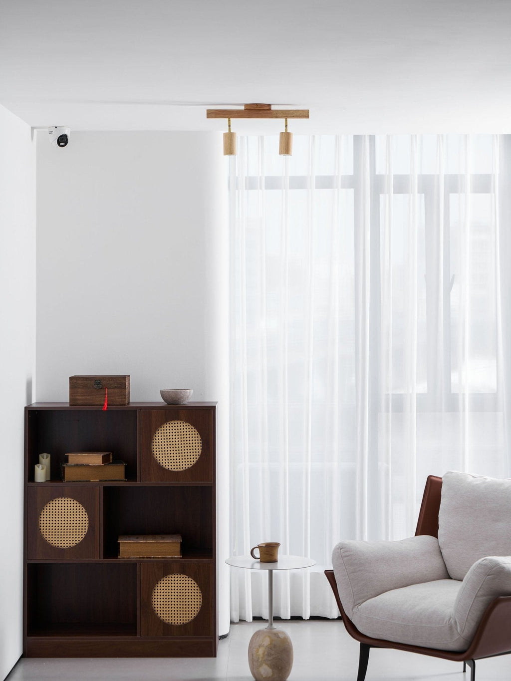 Japanese Wooden Adjustable LED Spotlight 1-Light