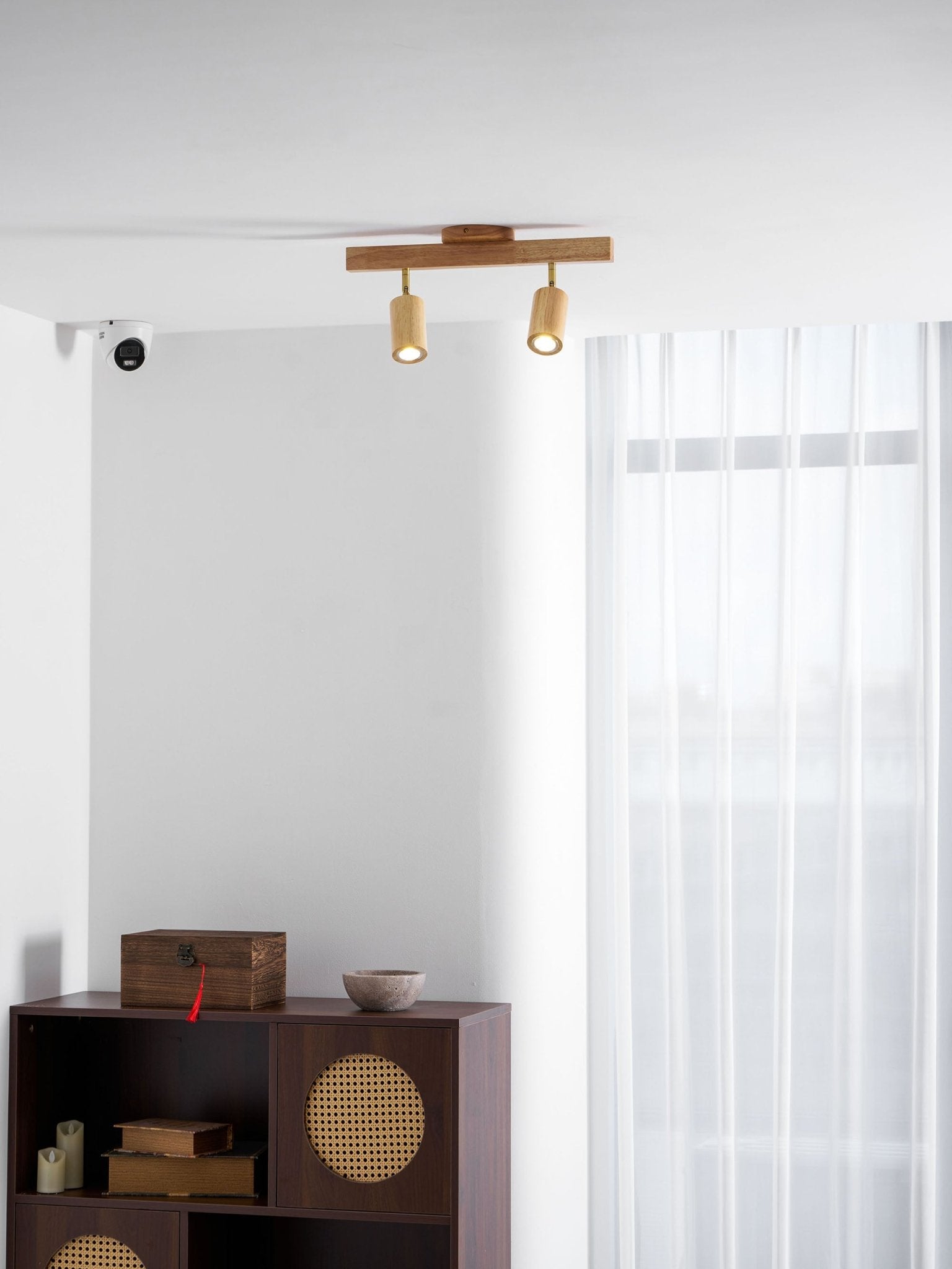Japanese Wooden Adjustable LED Spotlight 1-Light