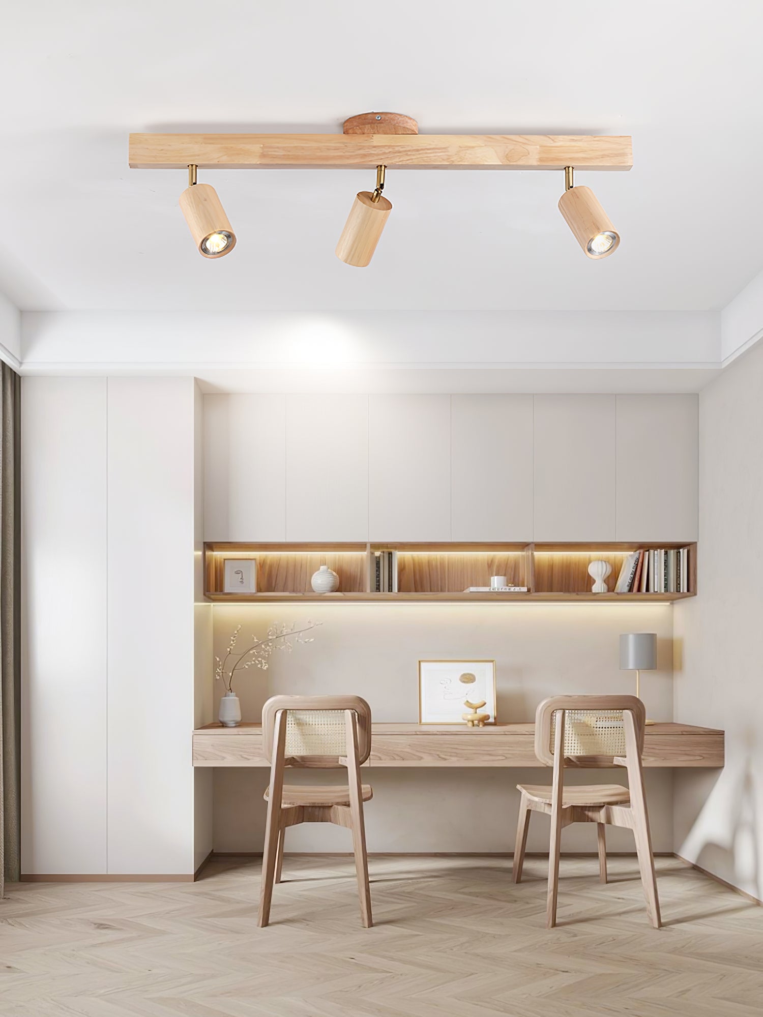 Japanese Wooden Adjustable LED Spotlight 1-Light