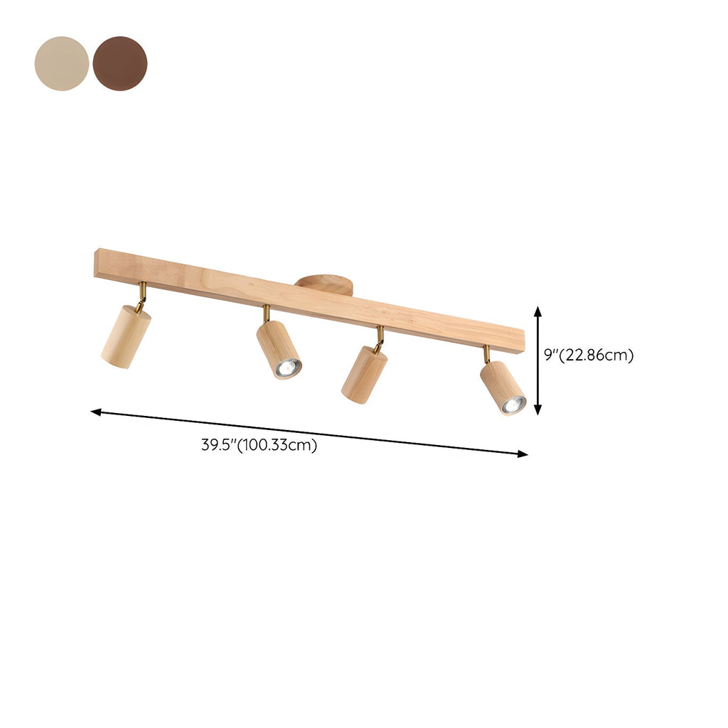 Japanese Wooden Adjustable LED Spotlight 1-Light