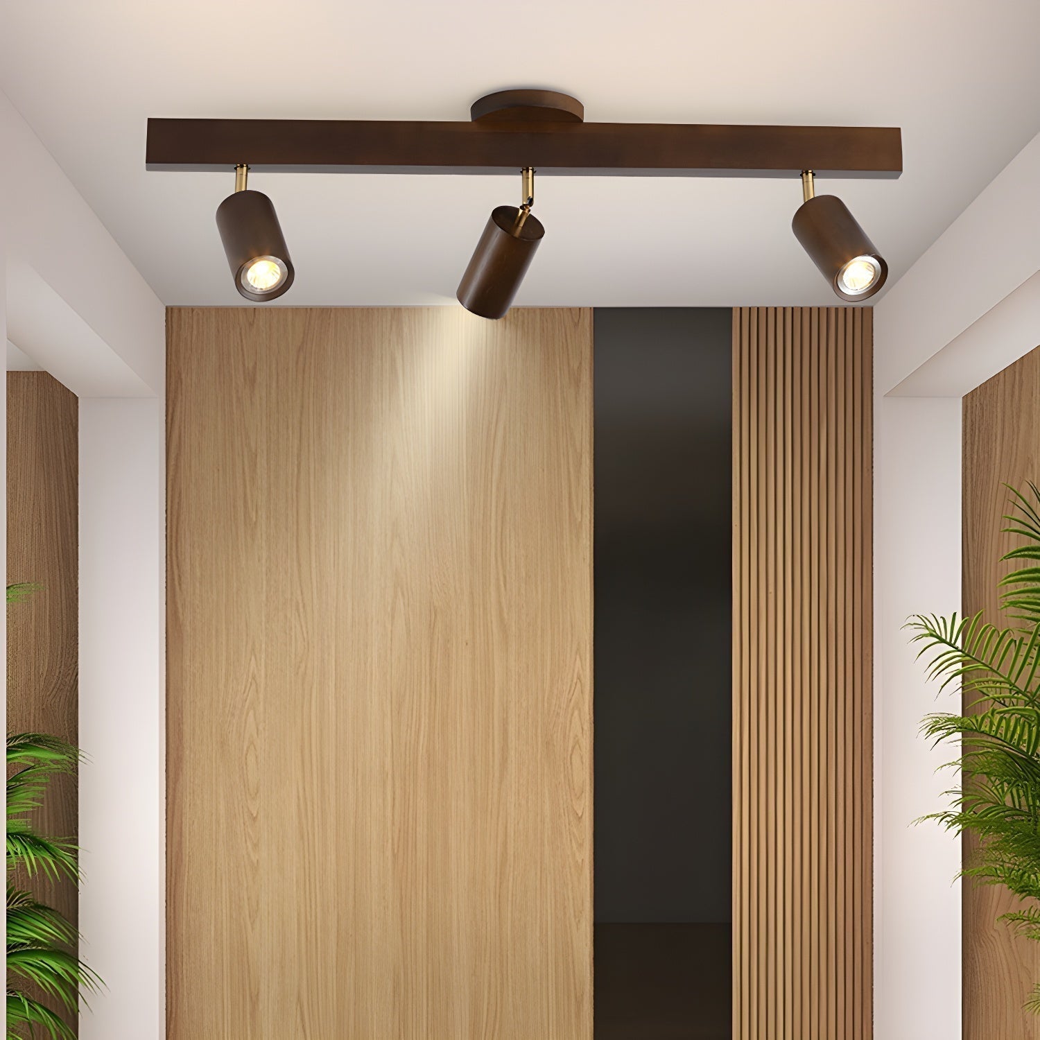 Japanese Wooden Adjustable LED Spotlight 1-Light