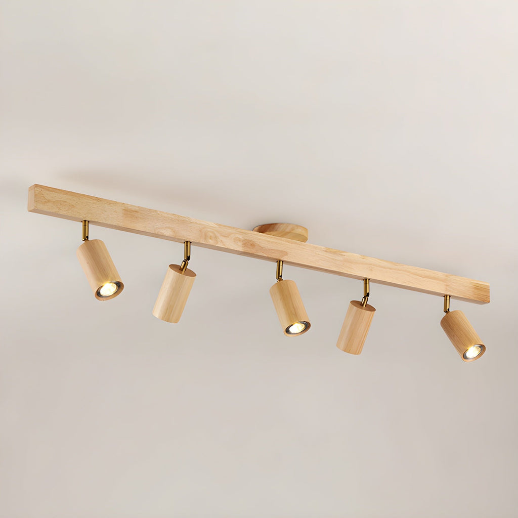 Japanese Wooden Adjustable LED Spotlight 1-Light
