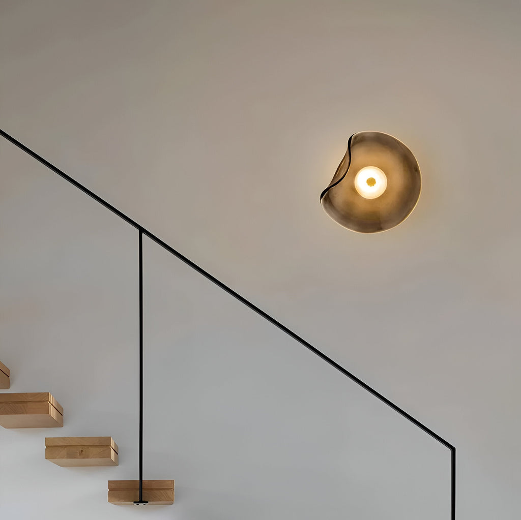 Nordic Curved Glass Japandi LED Wall Sconce 1-Light