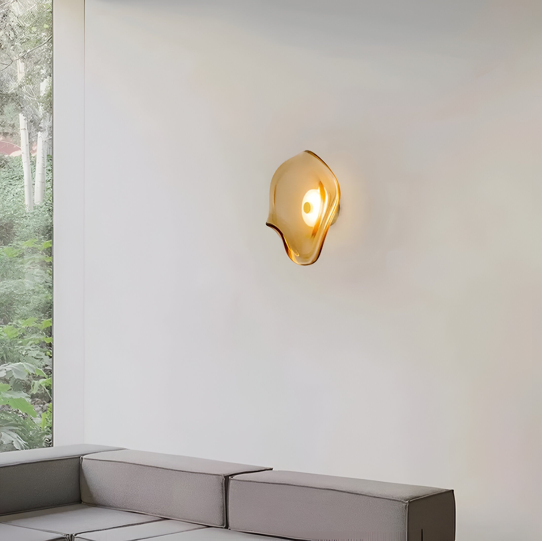 Nordic Curved Glass Japandi LED Wall Sconce 1-Light