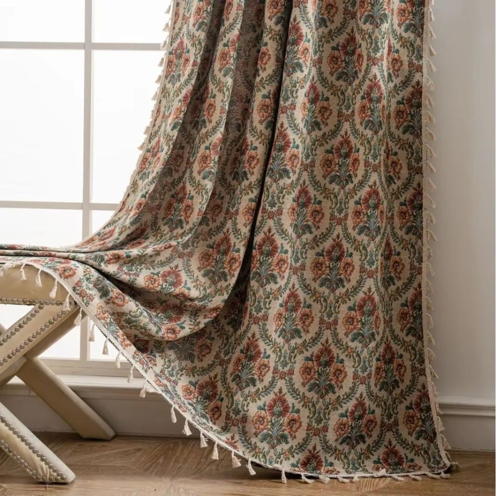 Guili | Ditsy Floral Tassel Curtain Panel for Bedroom or Living Room