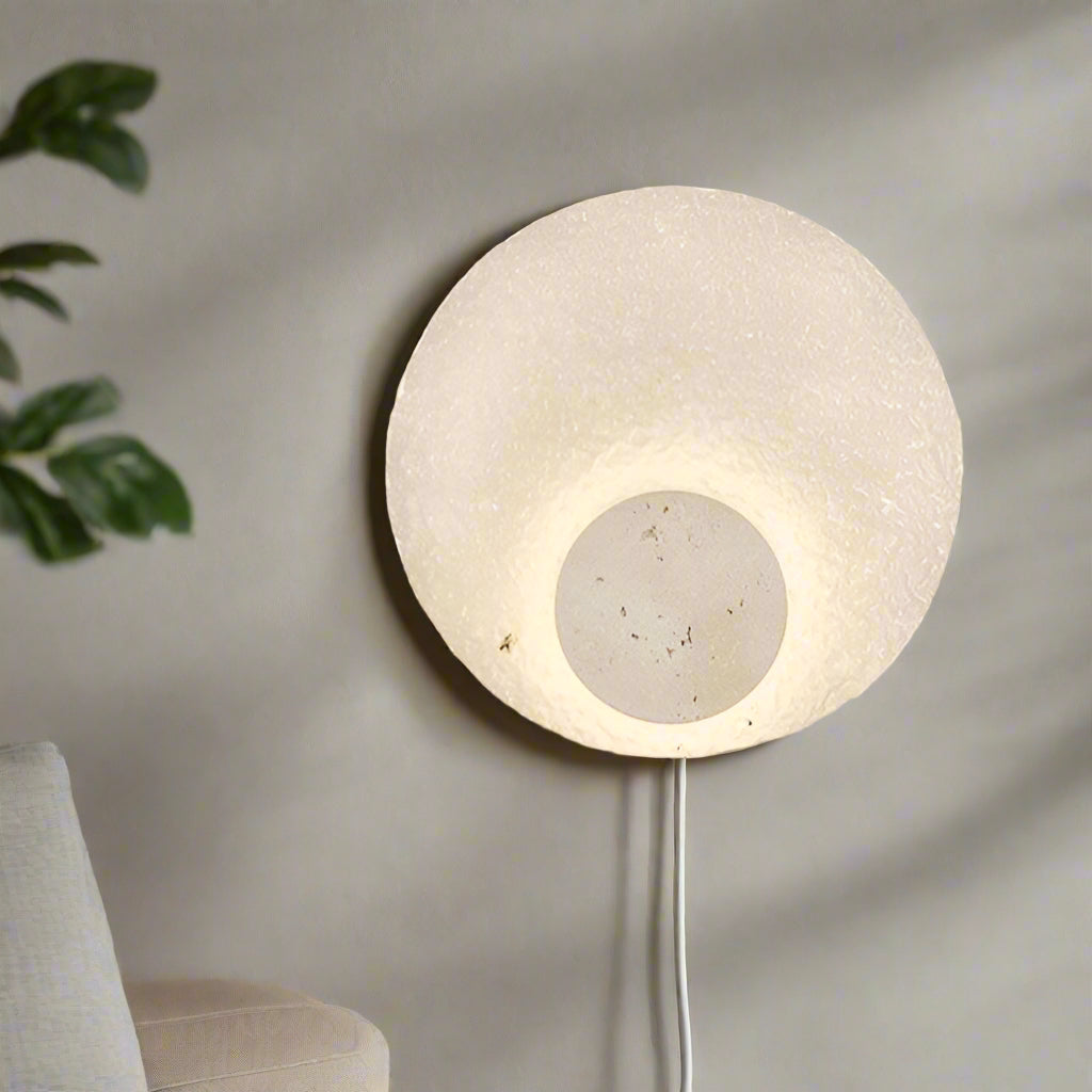 Modern Travertine Acrylic Round Wall Sconce LED 1-light