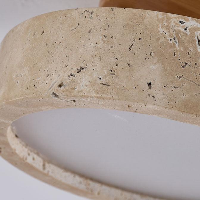 Modern Minimalist Travertine Round LED Ceiling Light 1-Light