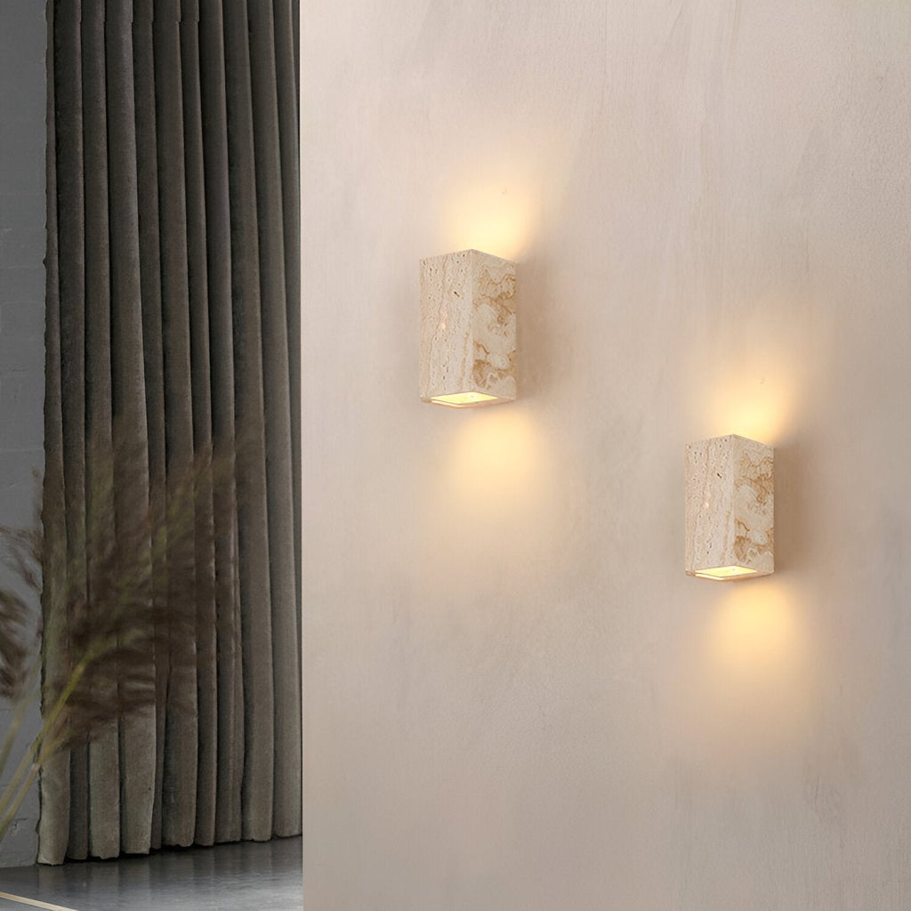 Minimalist Travertine Stone Square Outdoor Wall Light LED 1-Light
