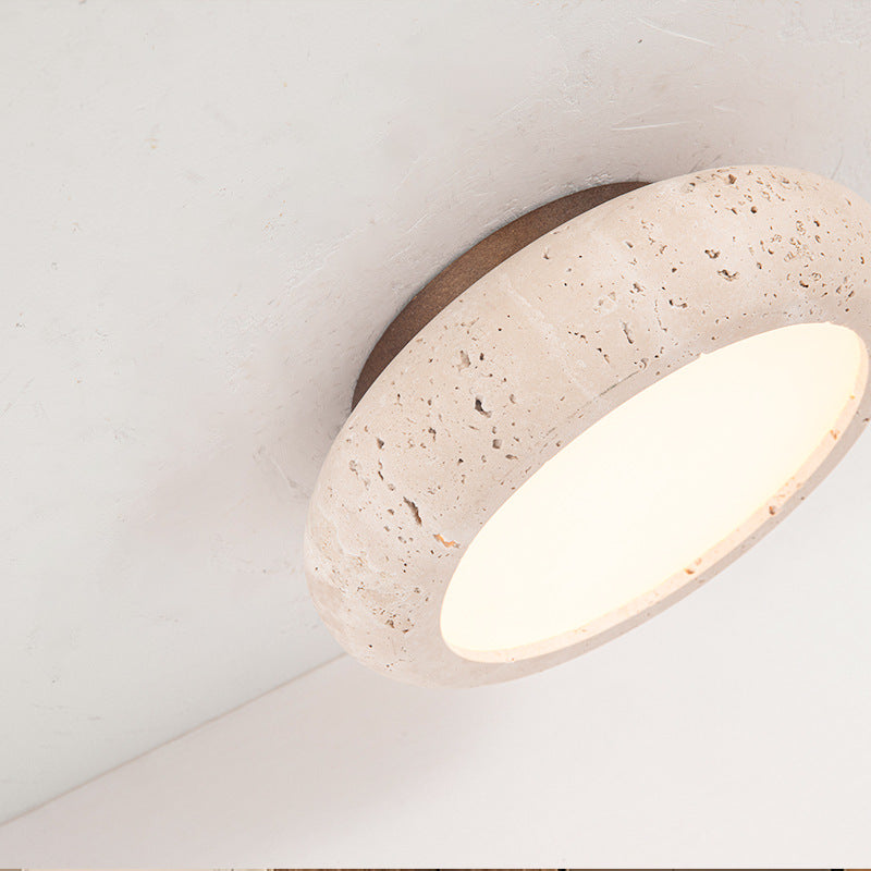 Retro Travertine Round LED Ceiling Light 1-Light