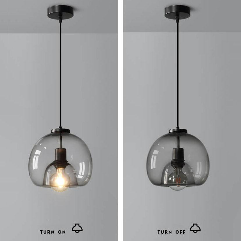 Minimalist Smoked Glass Dome Pendant Light 1-light