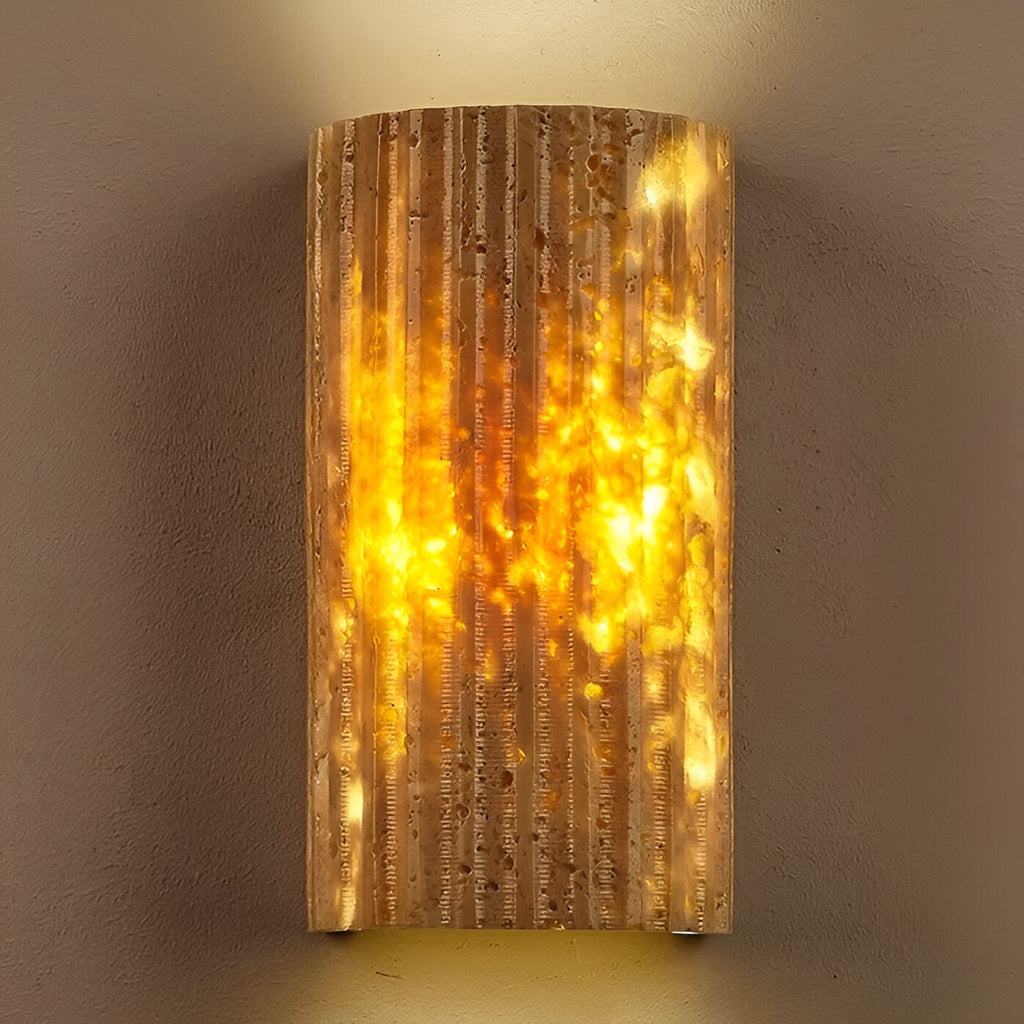Modern Travertine Stone Cylindrical Outdoor Wall Light LED 1-Light