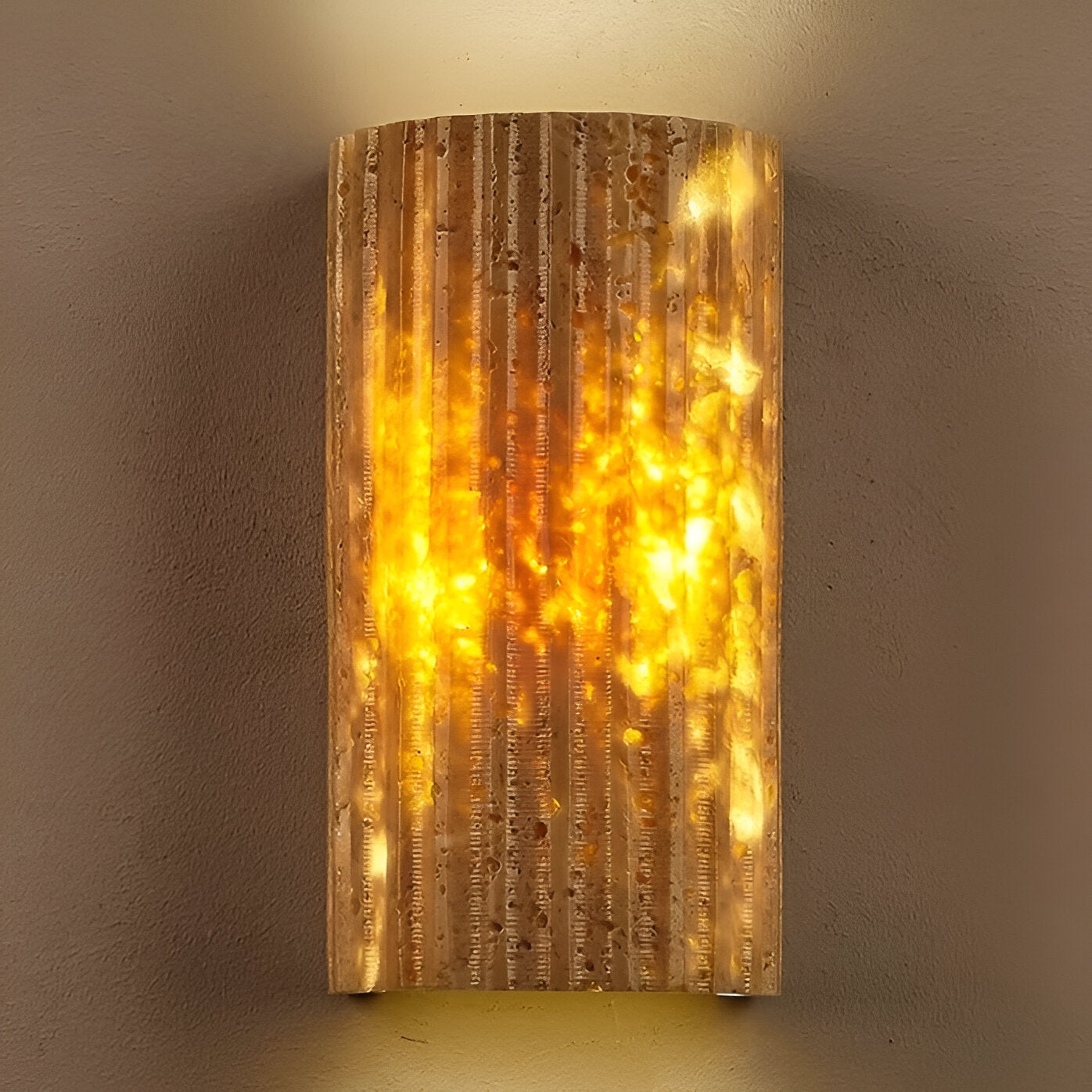 Modern Travertine Stone Cylindrical Outdoor Wall Light LED 1-Light