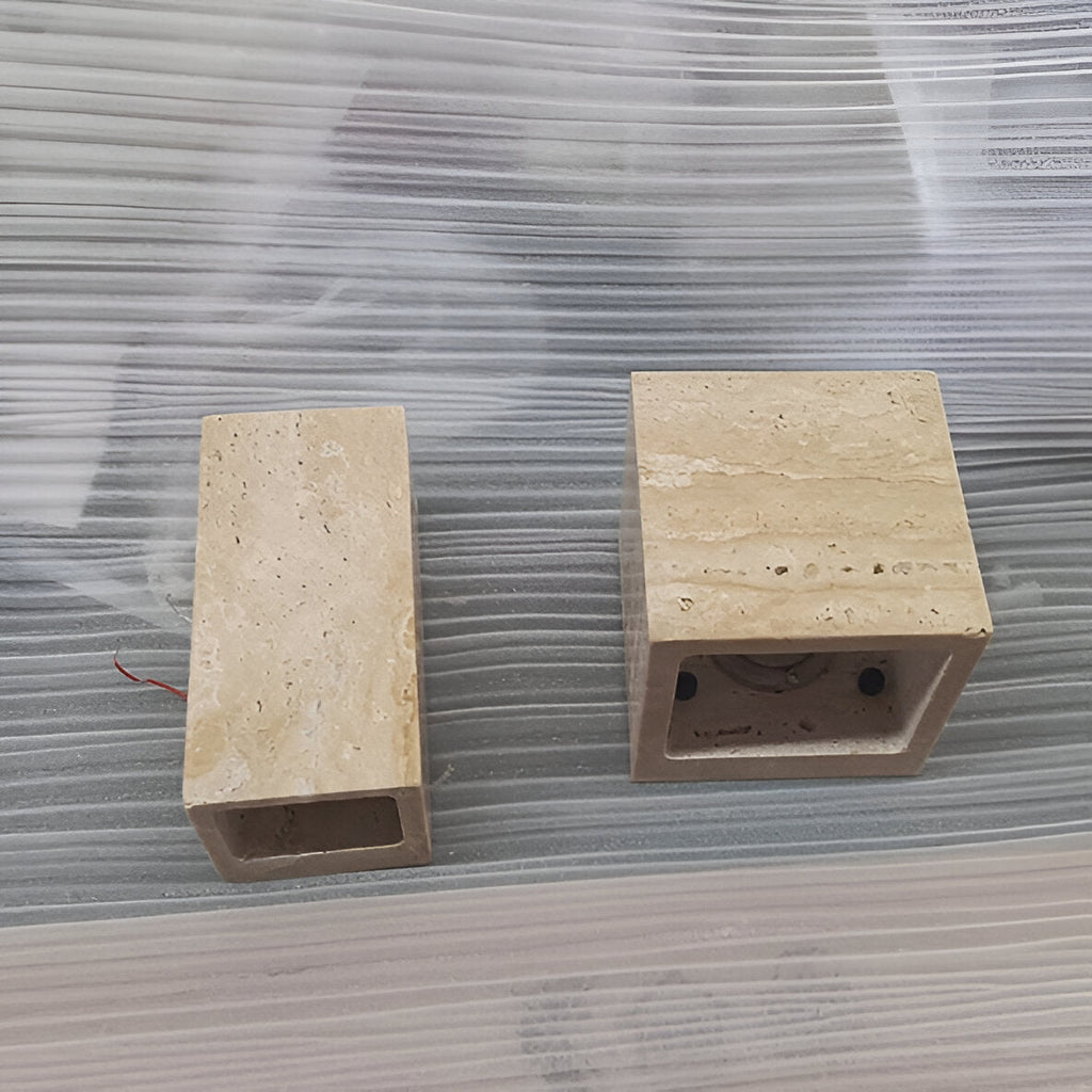 Minimalist Travertine Stone Square Outdoor Wall Light LED 1-Light