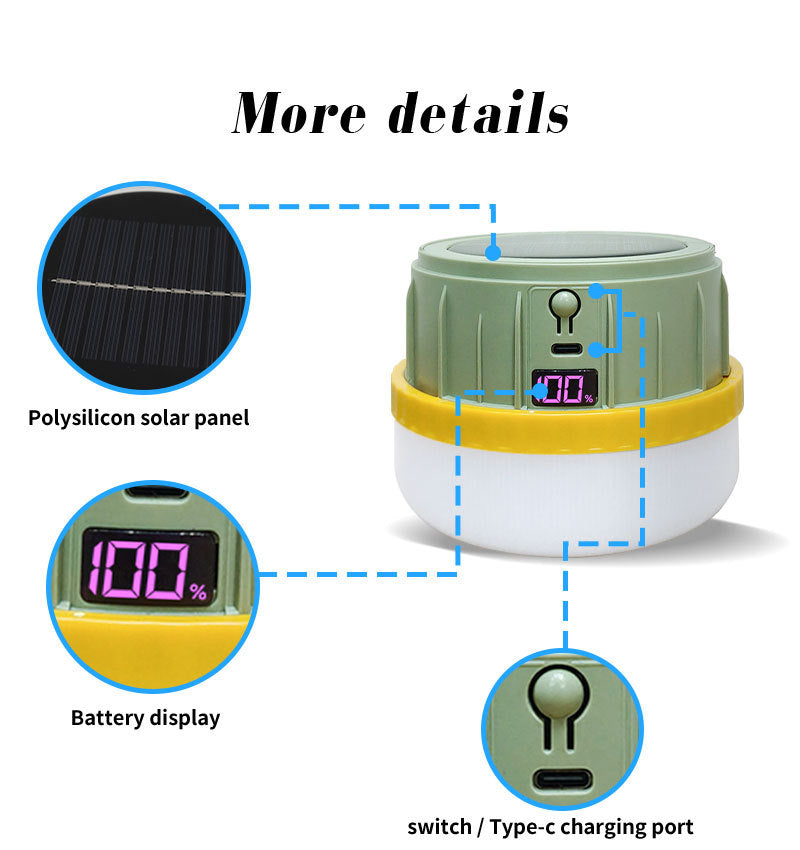 Digital Display Solar Camping Light Mobile Emergency Lighting