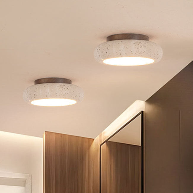 Retro Travertine Round LED Ceiling Light 1-Light