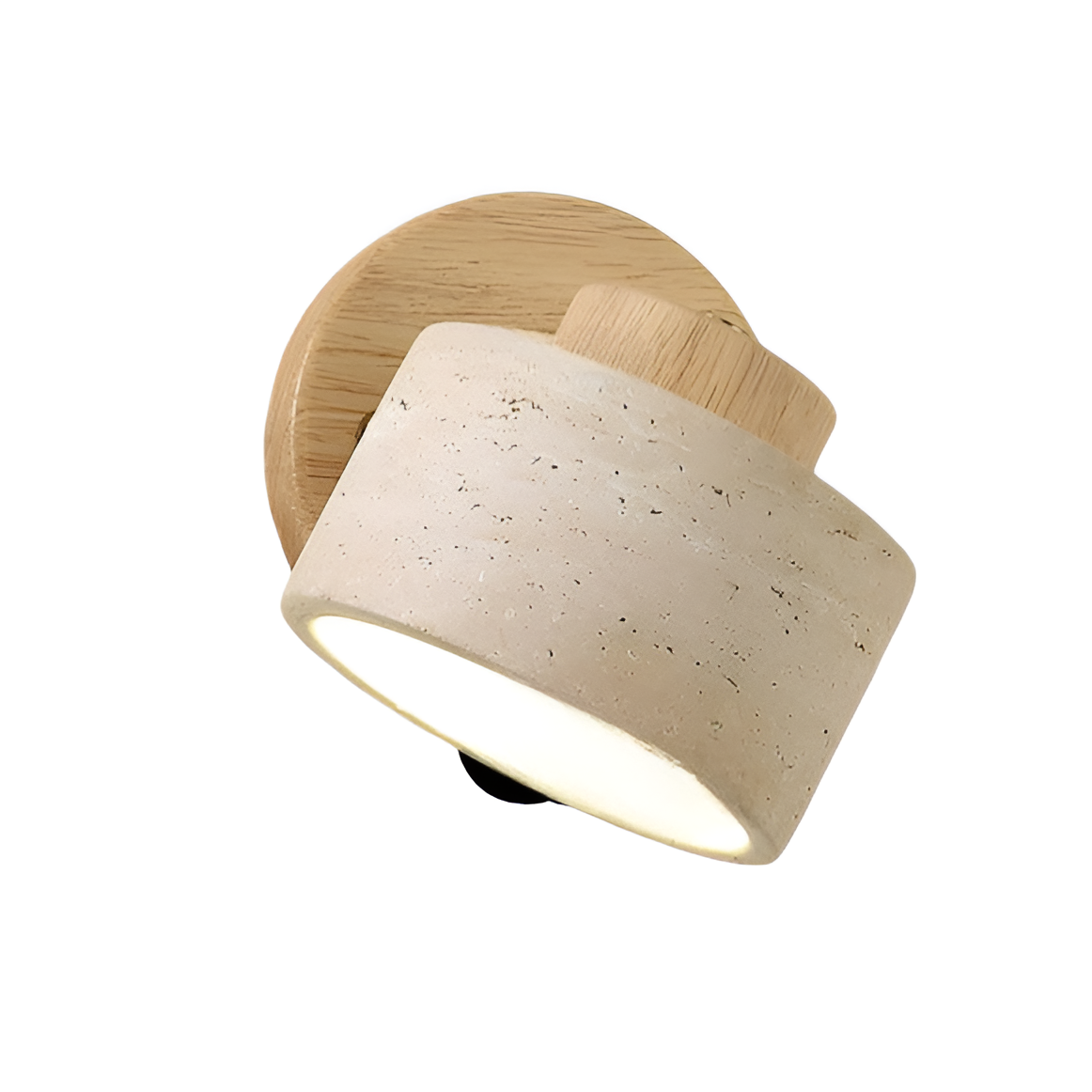 Minimalist Travertine Wood Cylinder Wall Sconce LED 1-light