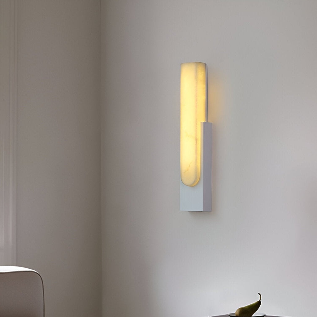 Modern Alabaster-Effect Brass Wall Sconce LED 1-Light
